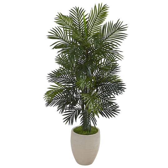 4.4ft. Areca Palm Artificial Plant in Sand Colored Planter